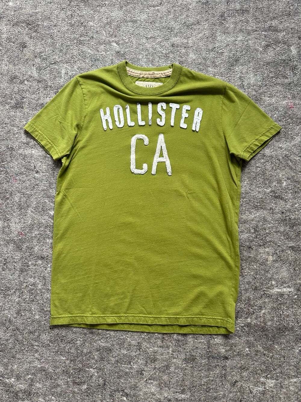 Vintage y2k Hollister California Green Applique Logo Short Sleeve T-Shirt M - Picture 1 of 6